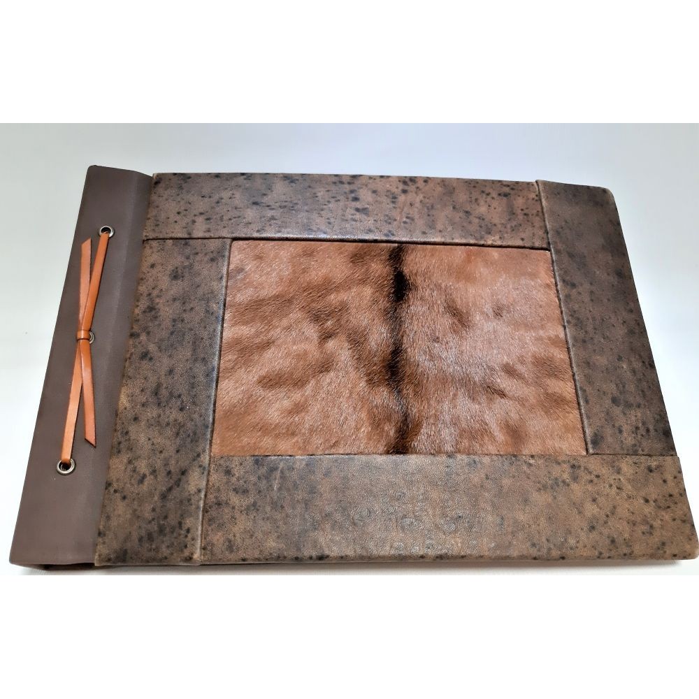 Leather book/album with natural fur